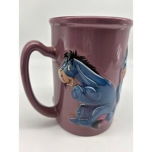 Disney Store Eeyore Coffee Mug Purple Embossed Ceramic Winnie the Pooh